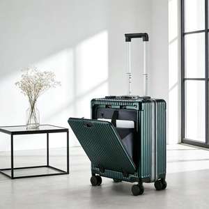 Nouvelle conception de valise de voyage de 18 pouces avec cadre en aluminium, compartiment pour ordinateur portable à ouverture frontale, valise d'affaires élégante en PC durable - Product Image 1