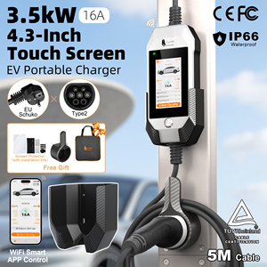 Cargador para Vehículos Eléctricos Feyree Tipo 2, 3.5 kW, 110V, 16A, Corriente Ajustable, Pantalla Táctil, IP66, Control por Aplicación Tuya, para Modelos de Vehículos Eléctricos de la UE - Product Image 1