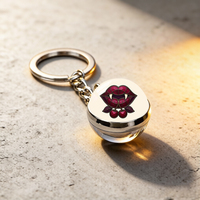 Porte-clés personnalisable double face Lèvres de vampire cerise rouge, pendentif décoratif pour sac à dos