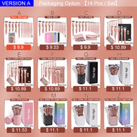 Échantillon gratuit 12 pièces Ensemble de pinceaux de maquillage de luxe avec paillettes diamantées or rose Logo personnalisé Marque privée Prêt à l'emploi