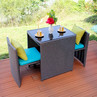 Ensemble de table et chaises en rotin Ulandy moderne pour l'extérieur, idéal pour les hôtels, les cours, les terrasses, les balcons, avec rangement, imperméable et durable