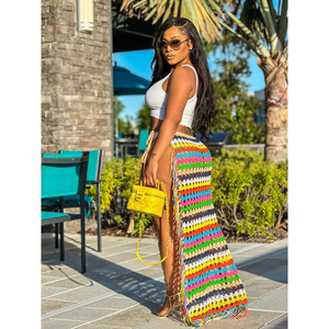Summer Designer See Through Tassel Colorful Beach Cover up Casual Sexy <strong>Long</strong> <strong>Crochet</strong> <strong>Skirt</strong> - Product Image 3