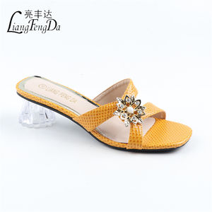 Sandali Estivi da <span class=keywords><strong>Donna</strong></span> con Tacco Alto, Ciabatte con Zeppa Chunky Open Toe, Scarpe Stampate in PU, Confezione da 1 Paio in Sacchetto OPP - Product Image 2