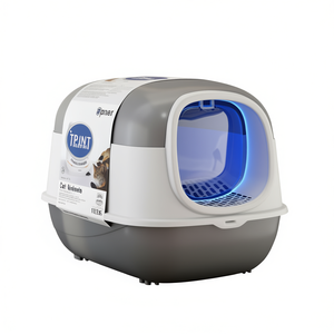 Bac à litière pour chat Pner E24 gris ovale en plastique, manuel, anti-odeurs, pour chats - Product Image 1