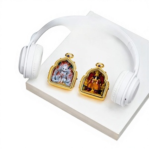 Colgante Thangka de latón chapado en oro pintado a mano, con motivos de Cinco Ye Huang Cai, Verde Tu <span class=keywords><strong>Mu</strong></span>, Ocho Zodiacos y Manjusri, estilo tibetano étnico - Product Image 2