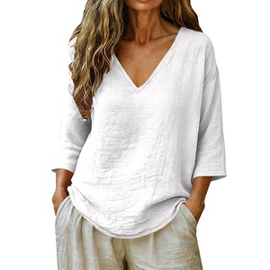 2026 New European and American <b>Women's</b> Loose Breathable Quick Drying Sports and Leisure T-shirt V-neck <b>Top</b> - Product Image 3