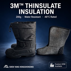 Bottes d'hiver mi-mollet imperméables unisexe en tissu Oxford avec doublure textile chaude et semelle antidérapante Snowlock - Product Image 3