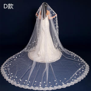S2912F <span class=keywords><strong>2022</strong></span> Vente en gros Dentelle Longueur personnalisable Joli voile de mariée blanc long pour mariage et fête - Product Image 2