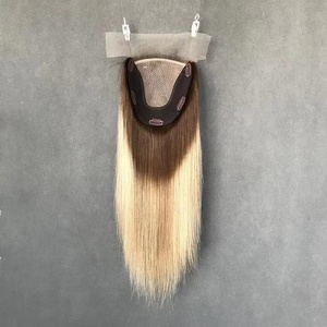 Topper en soie casher juif, cheveux humains vierges européens, cuticule Remy, <span class=keywords><strong>kippa</strong></span>, chute de cheveux, cheveux raides blonds bruns pour toupet - Product Image 3