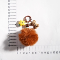 Porte-clés Ours de Dessin Animé Adorable avec Pompon, Décoration de Sac, Accessoire de Couple, Petit Cadeau