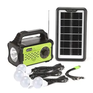 GDPLUS GD-8076 Solarbeleuchtungssystem-Kit mit Radio AM tragbares Solar-Heimanlage-System mit 4 Licht