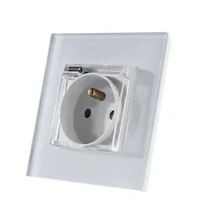 CE Certificate 16A Glass Frame Electric Home Wall Plugs French Socket Wall Sockets Electrical Socket with Cover