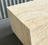 Mesa de Comedor Moderna de Mármol Natural con Textura Porosa en Capas, Pulida y Acabada, Muebles para Sala de Estar, Hogar, Villa, Restaurante