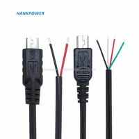 Kabel Data Pengisi Daya 2 Core 4 Mikro USB /Mini Pria, Kabel Data Pengisian Daya Ujung Terbuka 1M Kualitas Tinggi