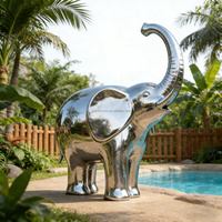Sculpture d'éléphant en acier inoxydable poli sur mesure Décoration de zoo/aire de jeux (Service OEM/ODM)
