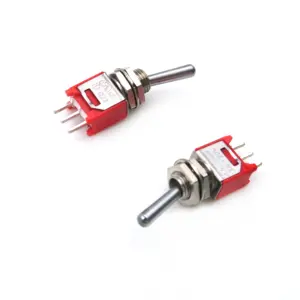 SMTS-202 Sub Mini Toggle Switch PCB Red Rocker Switch 2 Pin Metal Toggle Switch 1.5A 120V ON OFF