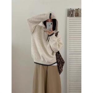Pull à capuche demi-zip pour femme, style Old Money, décontracté, ample, long, en maille jacquard, gilet intérieur à capuche pour l'été - Product Image 6