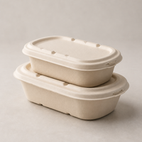 Contenant alimentaire en bagasse avec couvercle pour la préparation de repas à emporter, la restauration et l'emballage pour restaurants