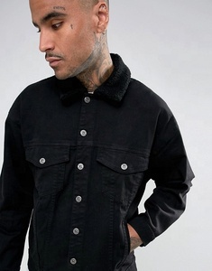 Giacca in Denim KY per Uomo 2023, Colletto a Punta, Bottoni a Contrasto, Nero - Product Image 5