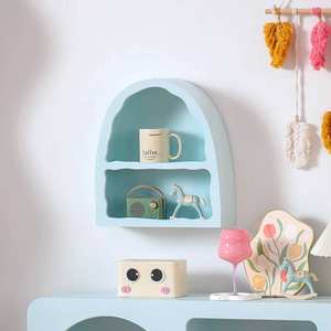 INNOVA Bibliothèque murale moderne en MDF blanc, design arqué, extensible, à 2 étagères, avec panneau arrière pour la maison, le bureau ou la chambre - Product Image 6