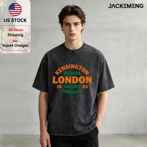 Washed Oversized Cotton <strong>Tshirt</strong> With Kensington <strong>London</strong> Print Retro Streetwear Daily Casual Wear Tee USA Warehouse Wholesale - Product Image 1