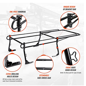 מדפי סולם מיטת משאית עבור פיקאפים עם 55 'בר בצד מעל למונית. מדפי צינור שירות עץ - Product Image 4