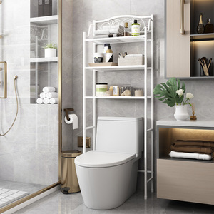 Étagère de salle de bain Jinsheng noire, autoportante, multi-niveaux, pour l'organisation de la salle de bain - Product Image 4