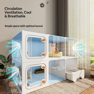 Kattenkooi van roestvrij staal met geïntegreerde kattenbak, toilet, binnenhuis, twee verdiepingen, extra grote ruimte, kattenvilla, één slaapkamer - Product Image 5