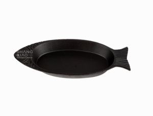 プレシーズンの魚の形をしたフライパンサービングディッシュグリルプレート魚のフライパンステーキプレート鉄板焼きプレート鋳鉄ローストディッシュ - Product Image 2