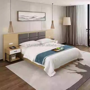 Economy Hotel Bedroom Set Double <b>Single</b> <b>Bed</b> Frame With Headboard Nightstand TV Cabinet & Wardrobe For 3 Star Chain Hotel Project - Product Image 5