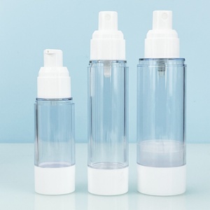 Luxury 50ml Airless Lotion Pump <b>Bottle</b> Clear Blue Silk Screen logo 100ml Round <b>Empty</b> Airless <b>Plastic</b> <b>Bottle</b> with Spray Pump Cap - Product Image 6