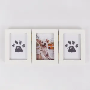 Impresión de pata de Mascota, estampado conmemorativo de pata de perro, huella de Mascota, tarjeta de impresión, marco de fotos de madera maciza, huella de gato, regalo conmemorativo