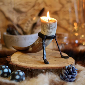 บัฟฟาโลฮอร์นเทียนผู้ถือธรรมชาติสีขาวฮอร์นเชิงเทียนและมือทำผลิตภัณฑ์ - Product Image 2