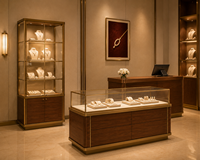 Vitrine de luxe pour bijoux en verre et bois avec éclairage LED, mobilier d'intérieur haut de gamme pour boutique de détail