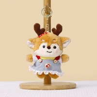 Porte-clés en peluche renne Kawaii avec vêtements, accessoire de sac animalier esthétique, mini-poupée cerf personnalisée, fourniture de cadeaux de fête sur mesure