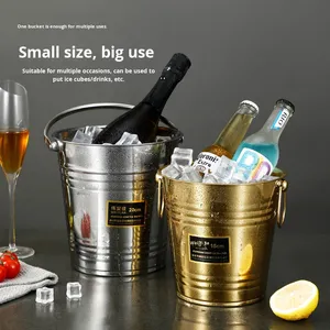 Cubo de Hielo Cilíndrico Moderno de Acero Inoxidable Grueso de Chaozhou con Asa para Bar, para Cerveza y Vino Tinto <span class=keywords><strong>TKV</strong></span> - Product Image 4