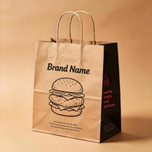 High Quality Classic Brown Eco-Friendly Paper <b>Packaging</b> Bag Twisted Handle Leakproof Foldable Lightweight <b>Biodegradable</b> Fast - Product Image 1