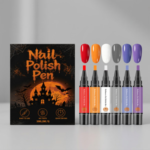 Stylos à vernis à ongles <span class=keywords><strong>Halloween</strong></span>, gel 6 couleurs, séchage rapide, sans odeur, pointe fine, longue durée, pinceau intégré, nail art DIY, <span class=keywords><strong>manucure</strong></span> - Product Image 1