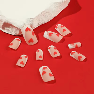 Venta al por mayor <span class=keywords><strong>de</strong></span> <span class=keywords><strong>uñas</strong></span> acrílicas en caja con forma <span class=keywords><strong>de</strong></span> almendra, <span class=keywords><strong>uñas</strong></span> Rojas brillantes con diseño <span class=keywords><strong>de</strong></span> corazón para el Día <span class=keywords><strong>de</strong></span> San Valentín, prensa en las <span class=keywords><strong>uñas</strong></span> para los dedos - Product Image 5