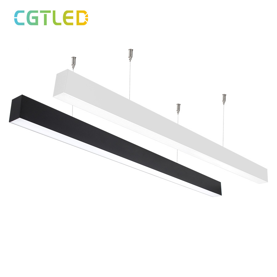 In-Stock Modern 32/40W Black White Pendant LED Linear Lighting Linkable 3 Color Temperature Office Meeting Room Indoor