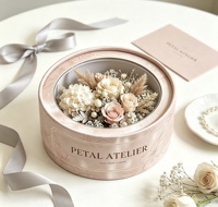 Boîte cylindrique en papier écologique personnalisée avec fenêtre transparente, en carton, pour fleurs séchées, emballage cadeau d'anniversaire pour fleuriste