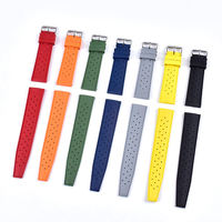 Bracelet de montre en caoutchouc FKM respirant à libération rapide en deux parties de 20 mm pour montre connectée et sports de plongée