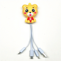 Kabel Data Pengisian Cepat PVC Desain Kartun Kustom dengan Konektor USB 2.0 dan Type-C Konduktor Tembaga untuk Ponsel