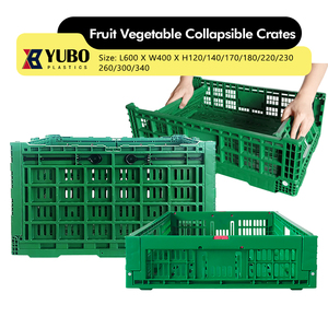 โรงงานขายส่ง กล่องพลาสติกพับได้แบบมีรูระบายอากาศ กล่องเก็บผักผลไม้แบบพับได้ ซ้อนกันได้ - Product Image 1