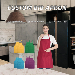 Tablier classique réutilisable et durable en polyester avec poche avant, option logo personnalisé, couleur noire, pour la vaisselle et la cuisine - Product Image 2