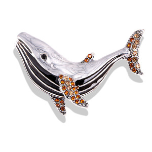Venda quente Óleo Gota Baleias Golfinhos Broche Pin Broche De Cristal Diamante Incrustado para Casamentos Presentes para Crianças Principalmente Feito Liga - Product Image 2