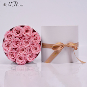 HFlora, superventas de alta calidad, flor eterna en caja de regalo redonda blanca, flor preservada, rosa roja para regalo de cumpleaños, amiga - Product Image 2