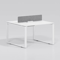 Bureau de personnel de bureau moderne et simple, poste de travail à cloisonnement pour quatre personnes, en PVC, pliable, avec tiroir verrouillable