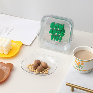 Juego de recipientes para comida con diseño de dibujos animados, forma irregular, plato pequeño transparente para refrigerios, pasteles, frutas, uso en hoteles, café y té. - Product Image 4