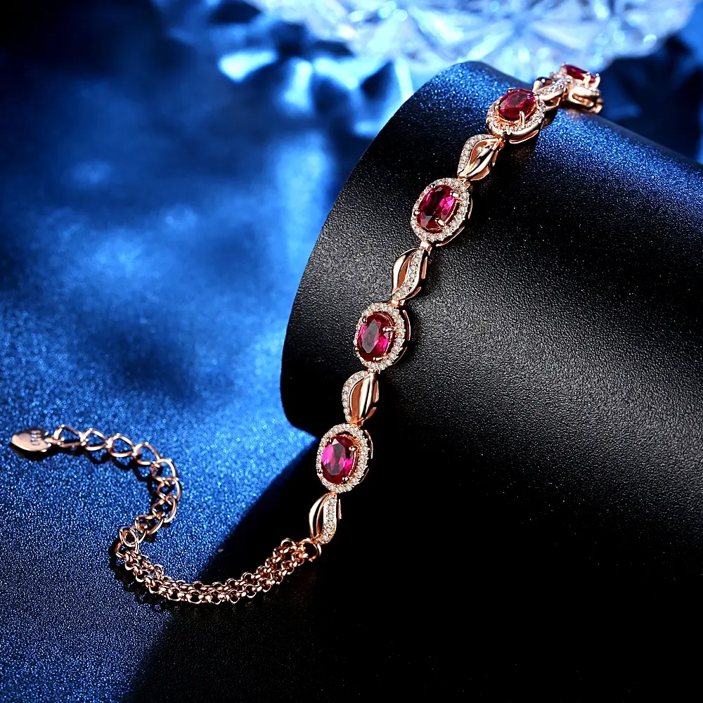 Hot selling jewelry elegant bracelet red zircon luxury womens jewelry(图6)
